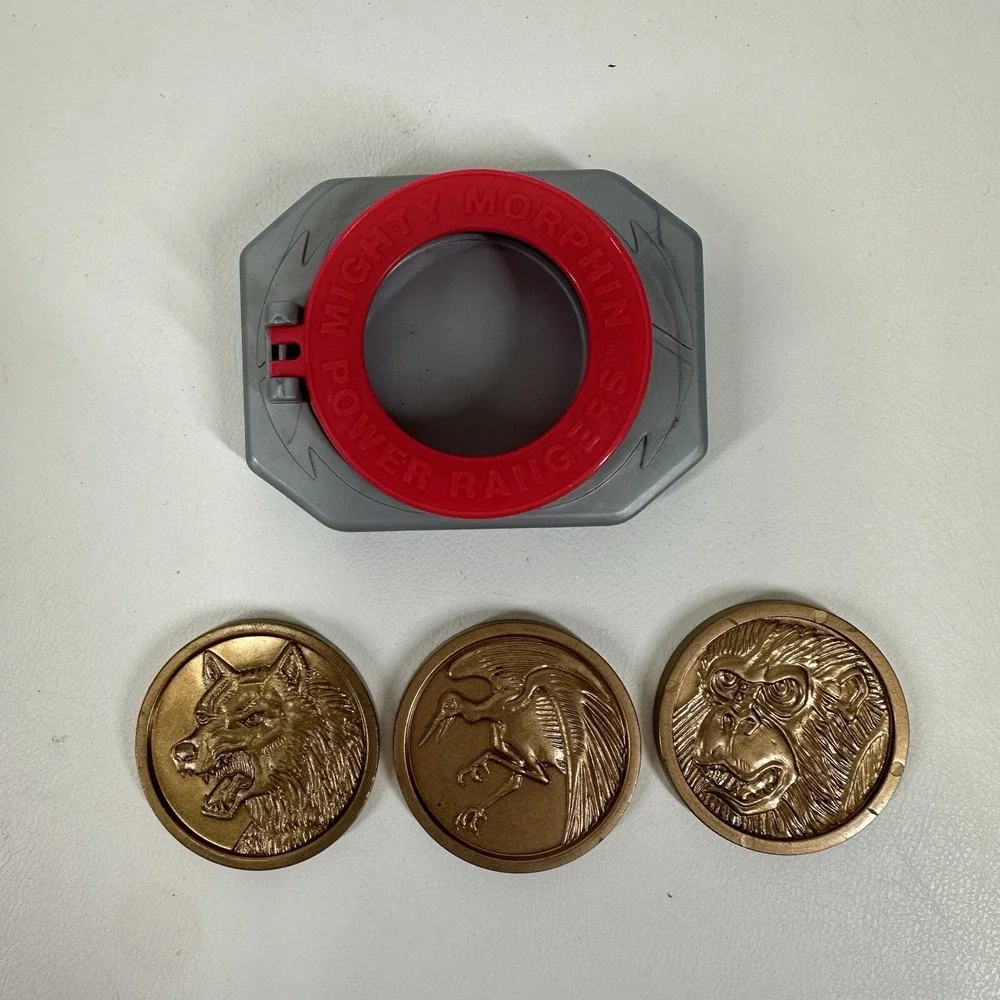 Mighty Morphin Power Rangers Belt Buckle and 3 Coins 1995 Vintage